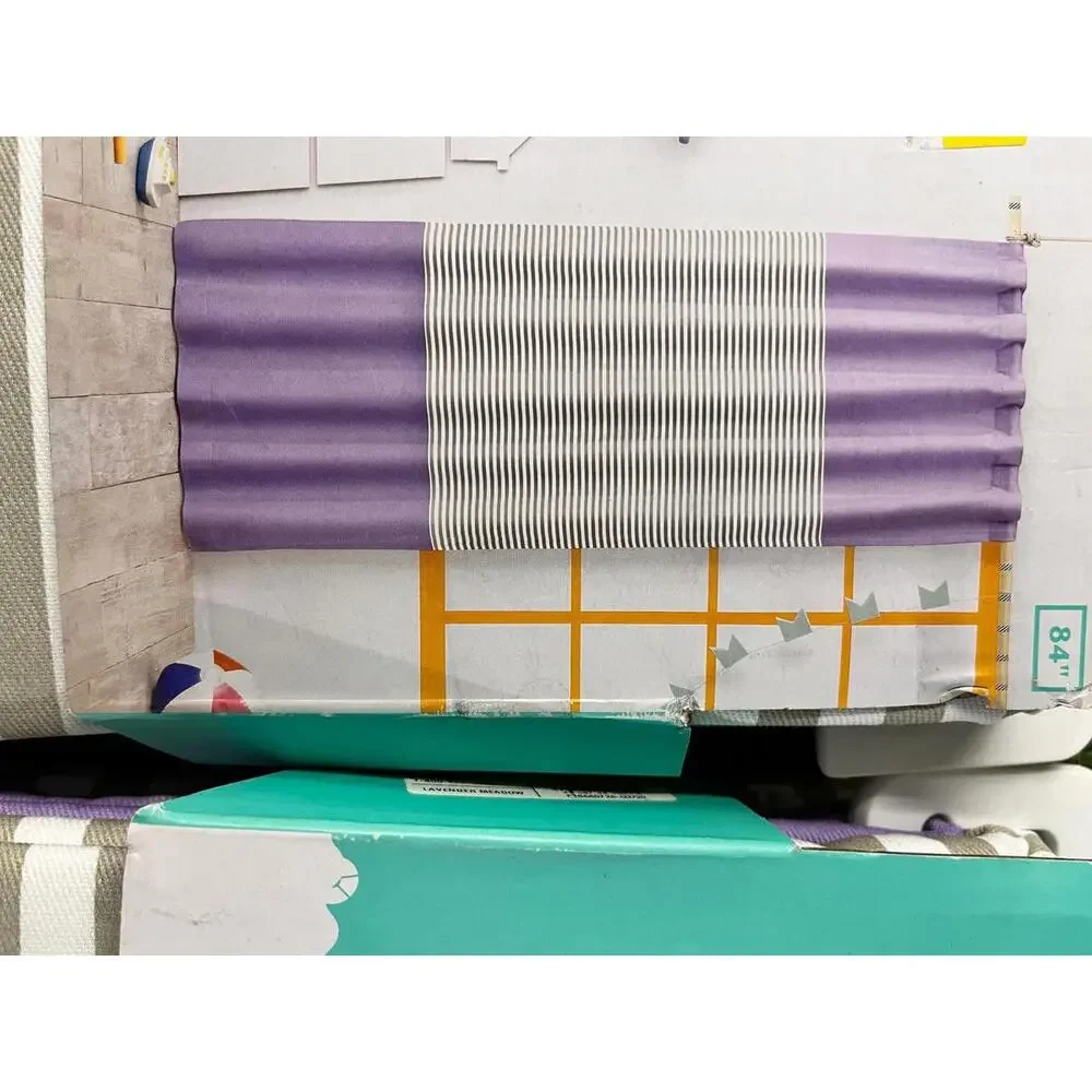 Pillowfort White‎ Purple and White Striped Window Curtain Panels - Set of 2 84